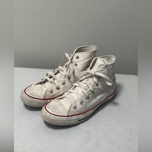 Converse All-Stars White High-Top Sneakers with Red Accents Women’s Sz 8 Men 6